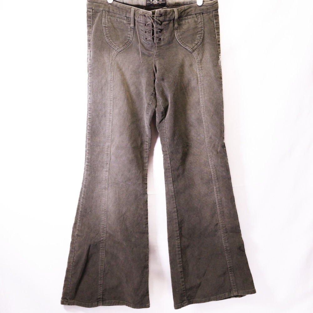 Vintage Low Rise 90s y2k Corduroy Jeans Retro LaceUp LEI Size 13 2000s Crop VTG